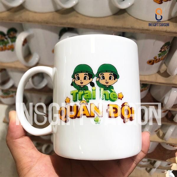 Ca sứ trắng in hình theo yêu cầu