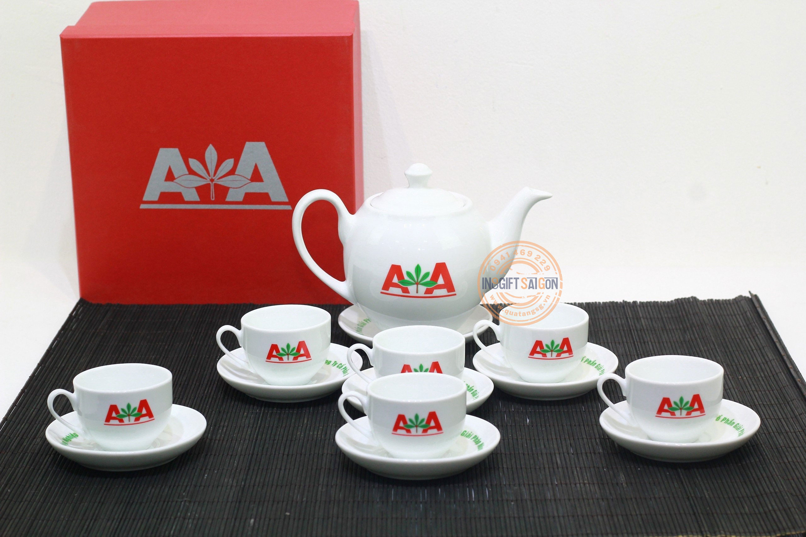 bộ ấm trà in logo quà tặng