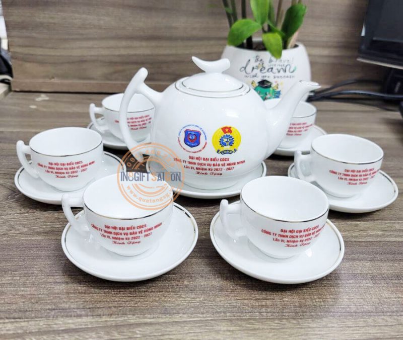 bộ ấm trà in logo quà tặng đại hội Đảng