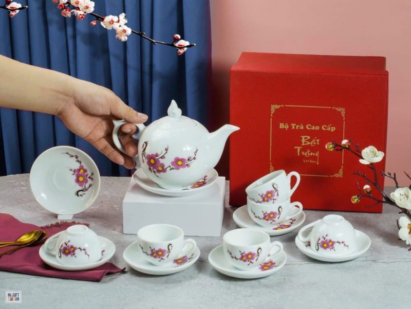 bộ ấm trà in logo quà tặng đại hội Đảng